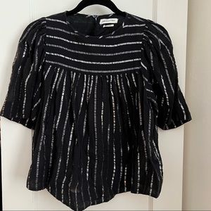 Isabel Marant Etoile Lurex Stripe Top, Black/Silver, size 40FR/8 US